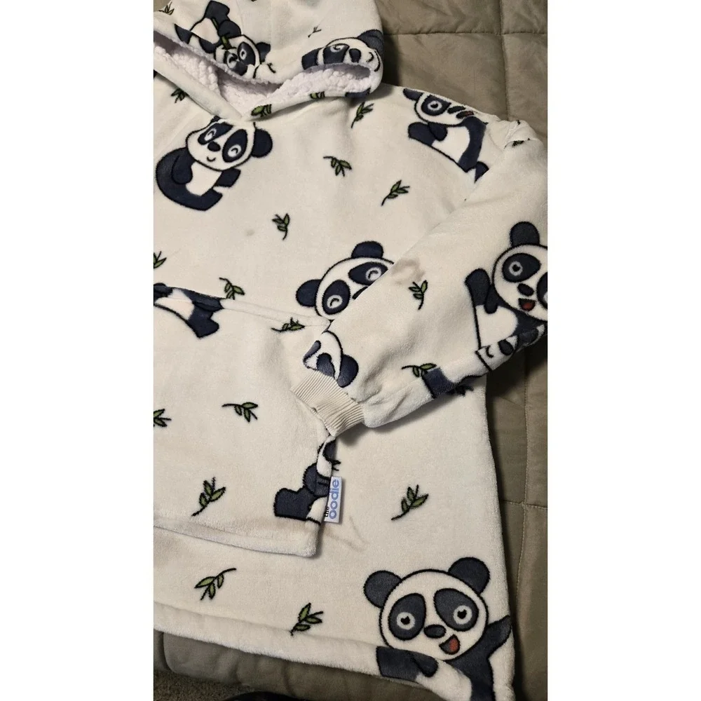 Kids Oodie Panda Hoodie Blanket Sherpa Lined Cozy Oversized 4-13 Snuggly Soft